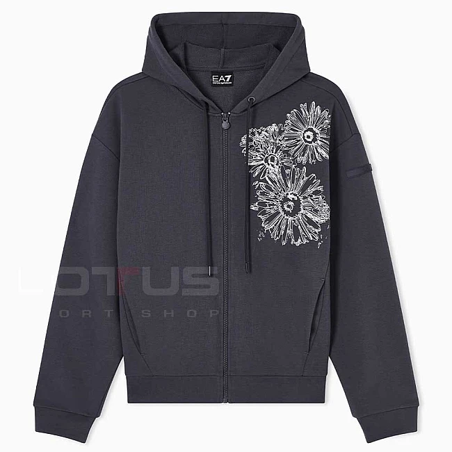 ДАМСКО ГОРНИЩЕ EA7 EMPORIO ARMANI 7W001000-U8111 GRAPHIC SERIES W HOODIE FZ FLOWER СИВО