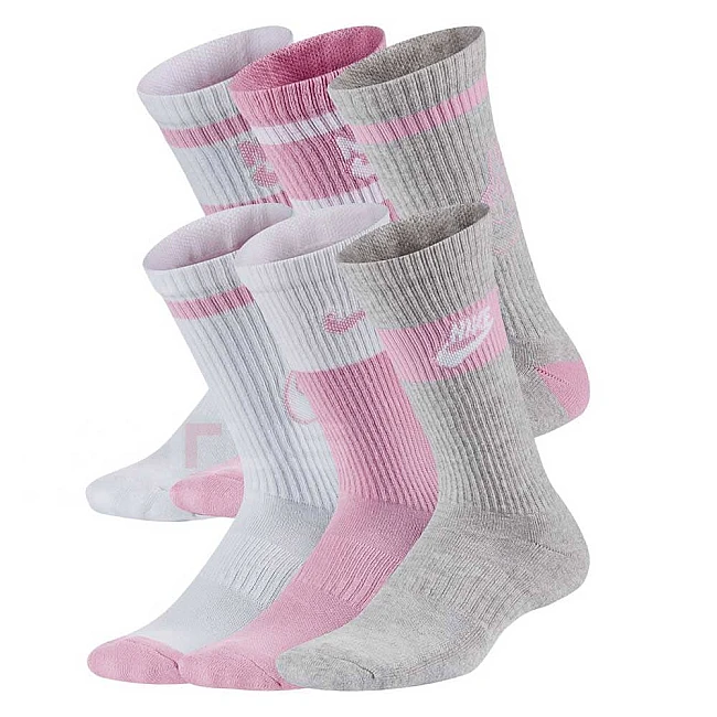ЧОРАПИ NIKE CK7302-905 ED CSH CREW 6P - 144 GFX2 БЕЛИ/РОЗОВИ/СИВИ