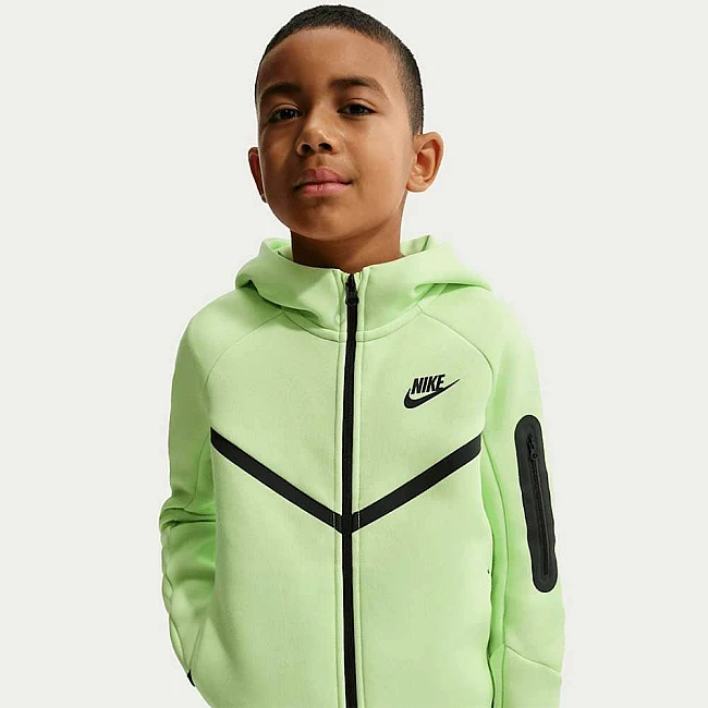 ДЕТСКО ГОРНИЩЕ ЗА МОМЧЕ NIKE HV5867-360 NSW TCH FLC FZ PD ЕЛЕКТРИКОВО ЗЕЛЕНО