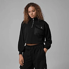 ДАМСКО ГОРНИЩЕ NIKE IF1069-010 JORDAN BRK FLC FT QZ HM ЧЕРНО