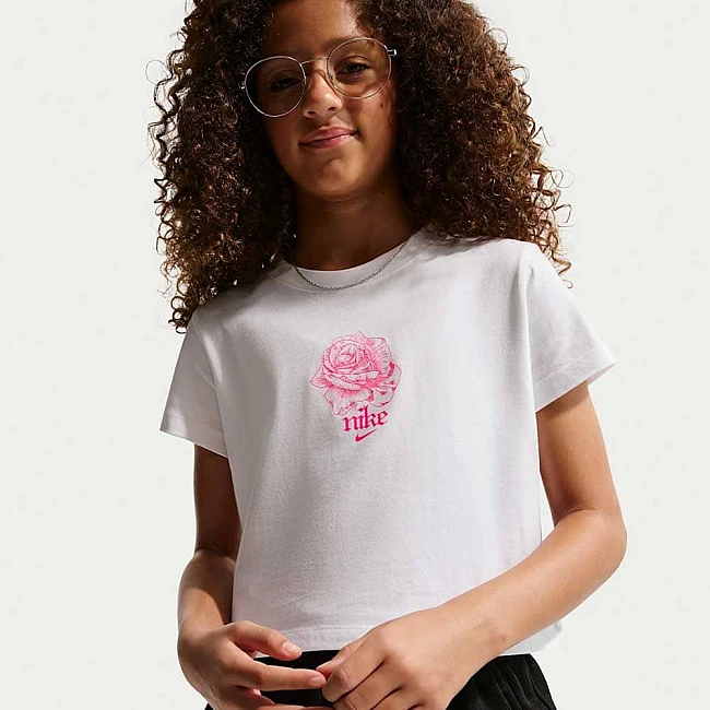 ДЕТСКА ТЕНИСКА ЗА МОМИЧЕ NIKE II0886-100 NSW TEE OC MOD CROP БЯЛА