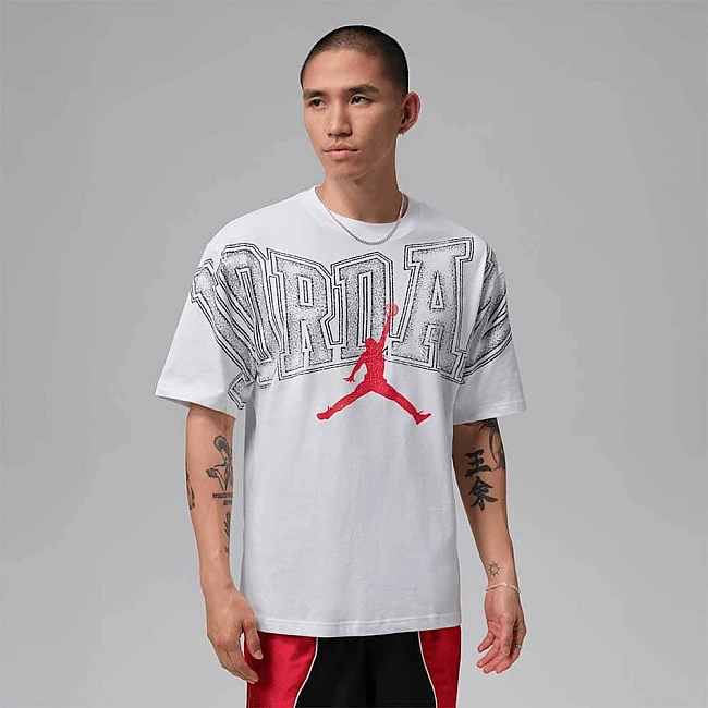 МЪЖКА ТЕНИСКА NIKE IQ0708-100 JORDAN NEW STRETCH GFX SS CREW БЯЛА