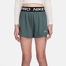ДЕТСКИ КЪСИ ПАНТАЛОНИ ЗА МОМИЧЕ NIKE HQ9313-382 PRO DF FLC SHORT ЗЕЛЕНИ