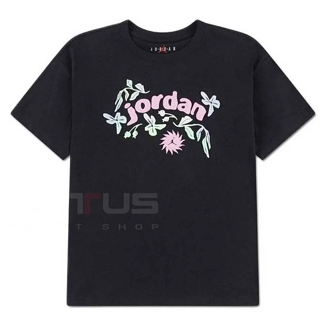 ДЕТСКА ТЕНИСКА ЗА МОМИЧЕ NIKE 45F489-023 JORDAN PUFF FLORAL ЧЕРНА