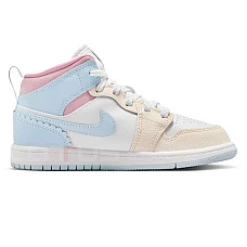 ДЕТСКИ ОБУВКИ ЗА МОМИЧЕ NIKE IB7056-403 JORDAN 1 MID SE PS БЕЛИ/СВЕТЛОСИНИ