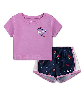 БЕБЕШКИ СПОРТЕН ЕКИП ЗА МОМИЧЕ NIKE 26N746-U90 CHERRY AOP TEMPO ЛИЛАВ/ТЪМНОСИН