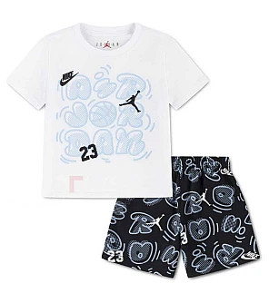БЕБЕШКИ СПОРТЕН ЕКИП ЗА МОМЧЕ NIKE 75F656-023 JORDAN AOP MOVEMENT LINES SHORT S БЯЛ/ЧЕРЕН