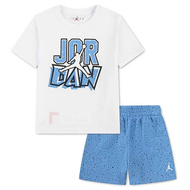 ДЕТСКИ СПОРТЕН ЕКИП ЗА МОМЧЕ NIKE 85F566-B9F JORDAN THE GREATEST SPECKLE SET БЯЛ/СИН