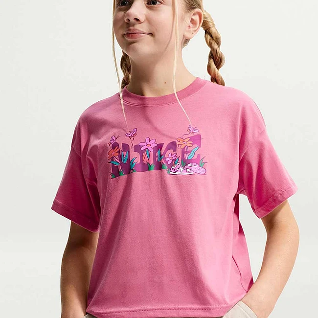 ДЕТСКА ТЕНИСКА ЗА МОМИЧЕ NIKE II9803-641 NSW TEE OC BOXY CAMP РОЗОВА