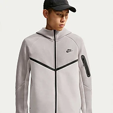 МЪЖКО ГОРНИЩЕ NIKE HV0949-009 TCH FLC FZ WR HOODIE СВЕТЛОСИВО/БЕЖОВО