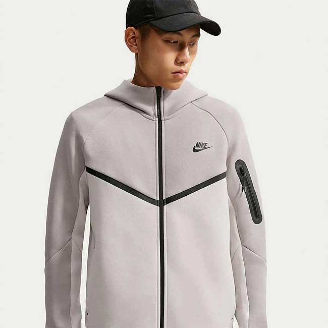 МЪЖКО ГОРНИЩЕ NIKE HV0949-009 TCH FLC FZ WR HOODIE СВЕТЛОСИВО/БЕЖОВО