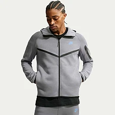 МЪЖКО ГОРНИЩЕ NIKE HV0949-085 TCH FLC FZ WR HOODIE СИВО