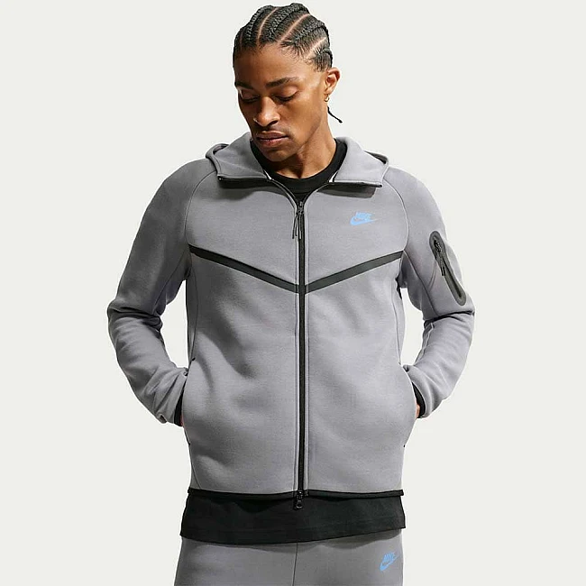 МЪЖКО ГОРНИЩЕ NIKE HV0949-085 TCH FLC FZ WR HOODIE СИВО