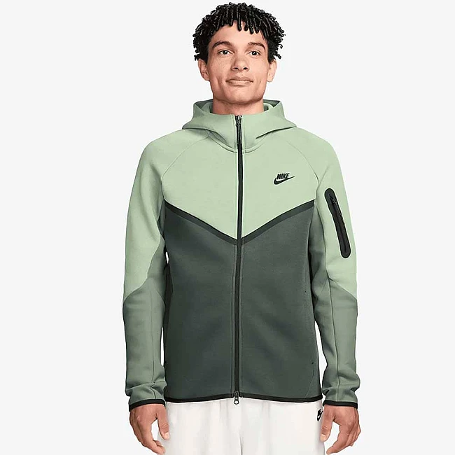 МЪЖКО ГОРНИЩЕ NIKE HV0949-313 TCH FLC FZ WR HOODIE СВЕТЛОЗЕЛЕНО/ЗЕЛЕНО
