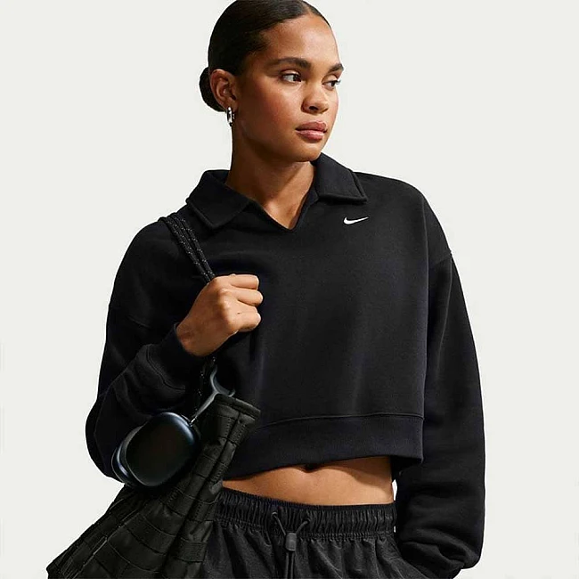 ДАМСКА БЛУЗА NIKE IM8094-001 STDO FLC MW OS CRP POLO ЧЕРНА