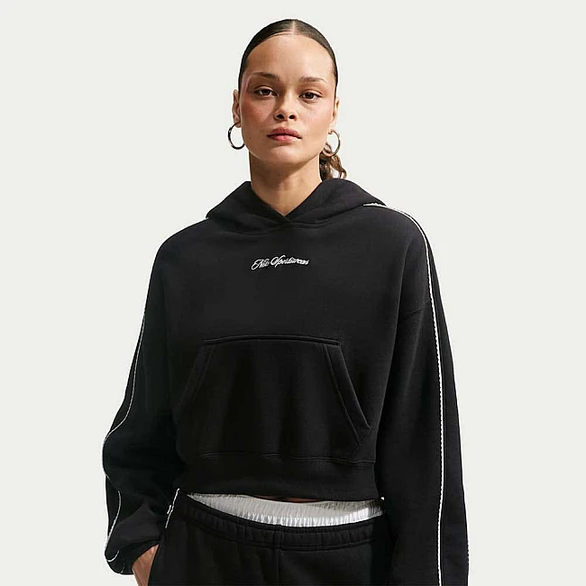 ДАМСКИ СУИТШЪРТ NIKE IO9948-001 STDO FLC MW CRP SCLOP HDY ЧЕРЕН