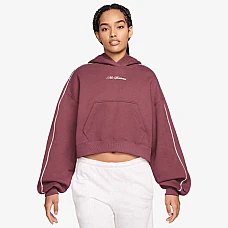 ДАМСКИ СУИТШЪРТ NIKE IO9948-654 STDO FLC MW CRP SCLOP HDY ПЕПЕЛЯВО РОЗОВ