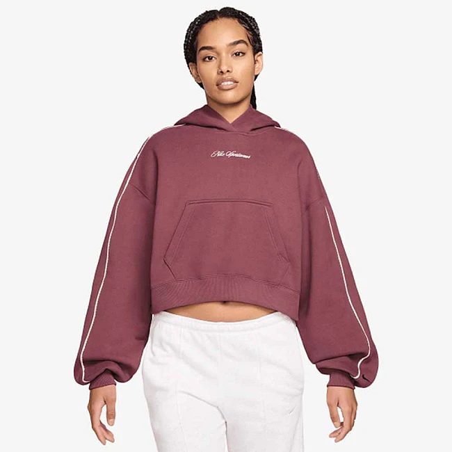 ДАМСКИ СУИТШЪРТ NIKE IO9948-654 STDO FLC MW CRP SCLOP HDY ПЕПЕЛЯВО РОЗОВ