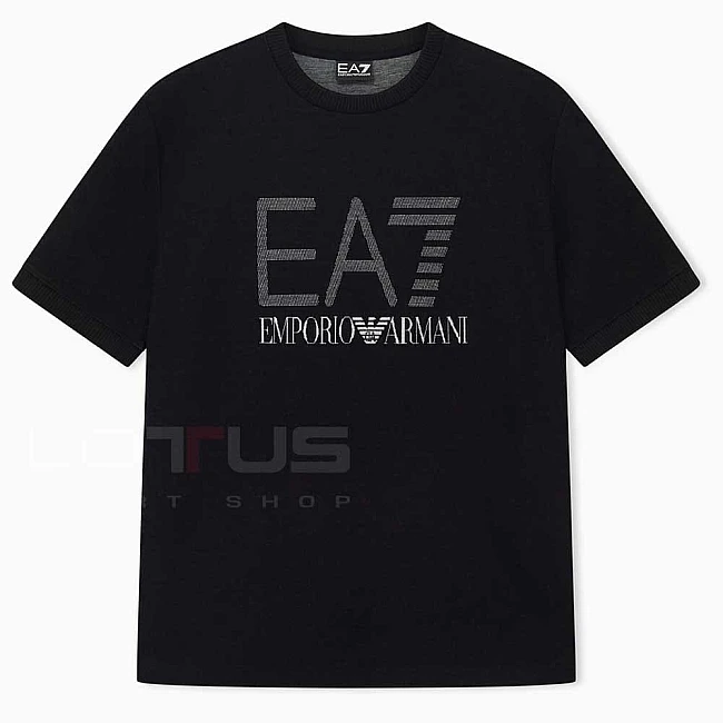 МЪЖКА ТЕНИСКА EA7 EMPORIO ARMANI 7M002204-UC001 LOGO SERIES M TEE JACQUARD BIG LOGO SS ЧЕРНА