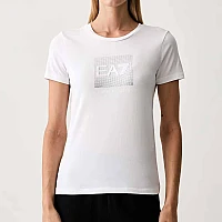 ДАМСКА ТЕНИСКА EA7 EMPORIO ARMANI 7W001405-U0002 LOGO SERIES W TEE SS STRASS BOX CROSSOVER БЯЛА