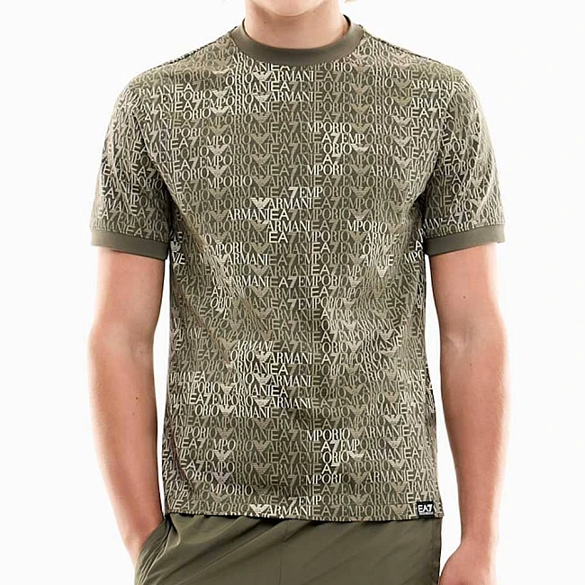 МЪЖКА ТЕНИСКА EA7 EMPORIO ARMANI 7M002819-F7011 OGO SERIES M TEE MONOGRAM SS КАФЯВА