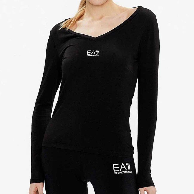 ДАМСКА БЛУЗА EA7 EMPORIO ARMANI 8NTT52-0200 TRAIN SHINY W TEE LS VN ЧЕРНА