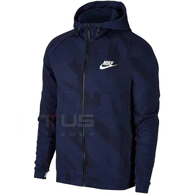 МЪЖКО ГОРНИЩЕ NIKE NSW AV15 HOODIE FLC FZ AOP OBSIDIAN
