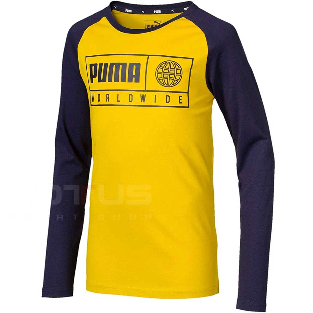 ДЕТСКА БЛУЗА PUMA ALPHA GRAPHIC LONGSLEEVE TEE YELLOW - lotus-sport.bg
