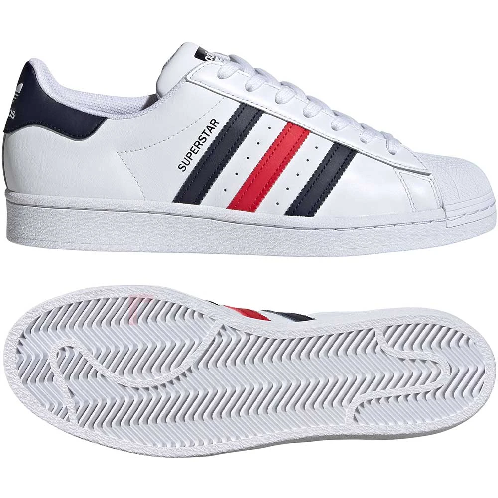 МЪЖКИ ОБУВКИ ADIDAS ORIGINALS SUPERSTAR WHITE/BLUE/RED - lotus-sport.bg