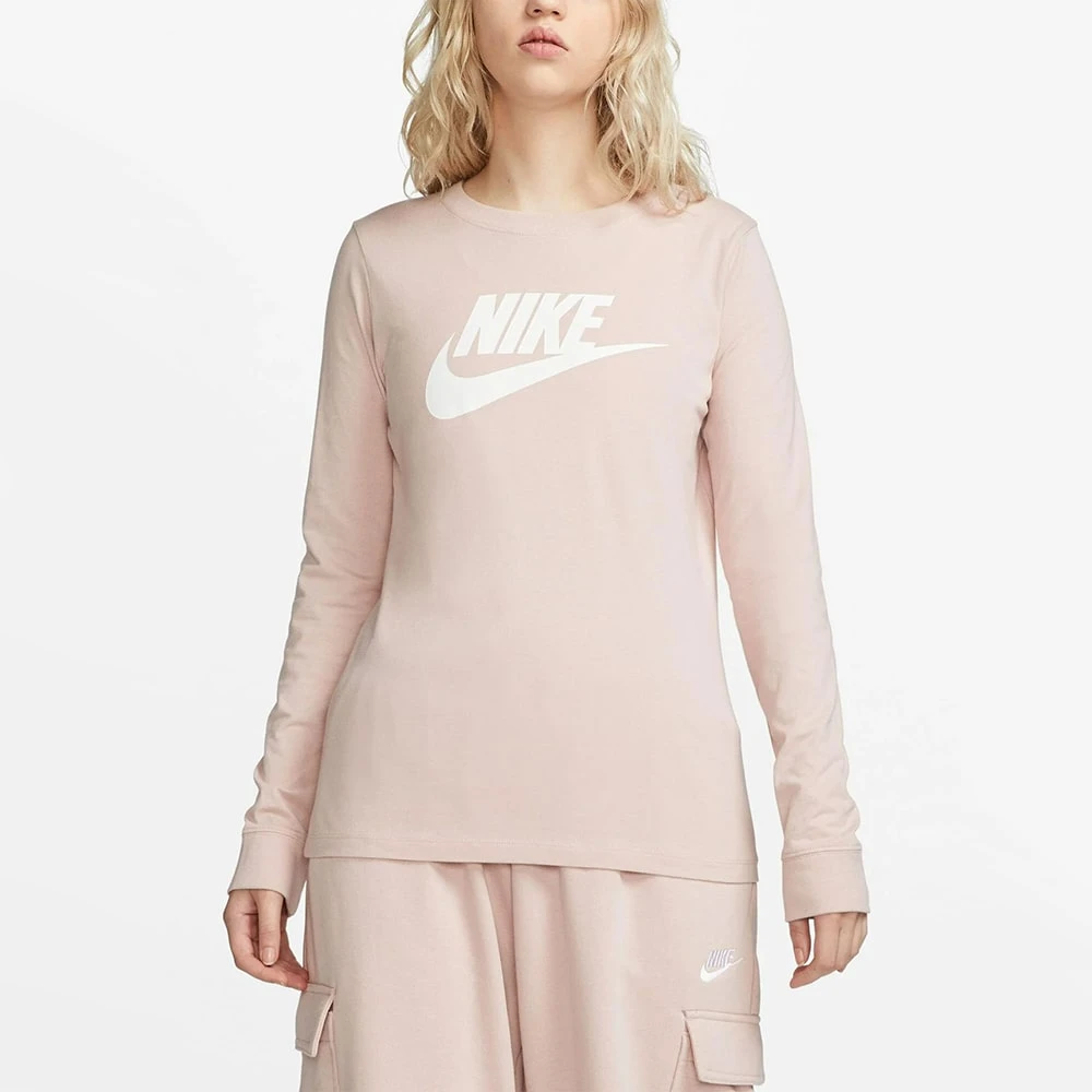 ДАМСКА БЛУЗА NIKE NSW TEE ESSNTL LS ICON FTR PINK OXFORD - lotus-sport.bg