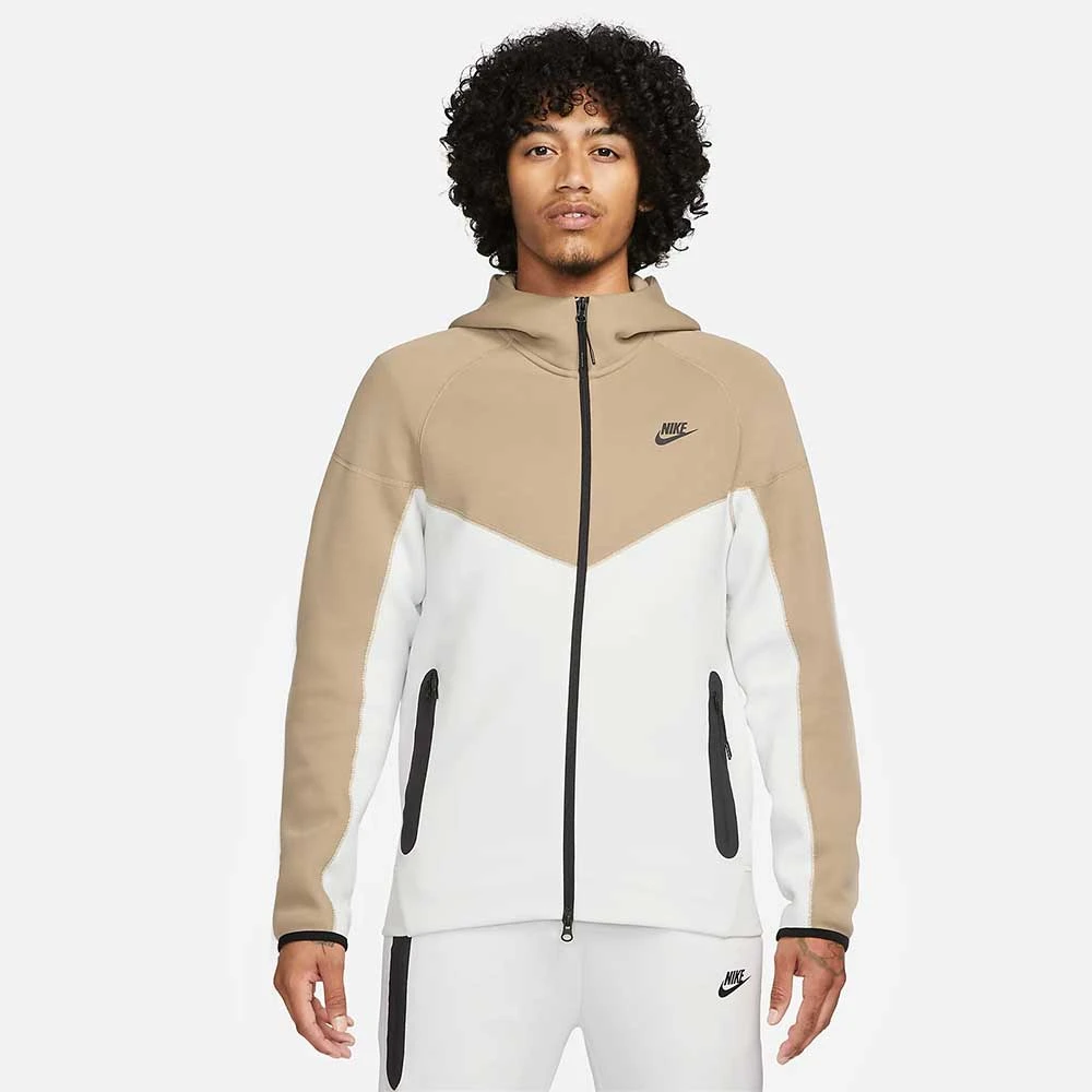 МЪЖКО ГОРНИЩЕ NIKE TCH FLC FZ WR HOODIE SUMMIT WHITE/KHAKI - lotus-sport.bg