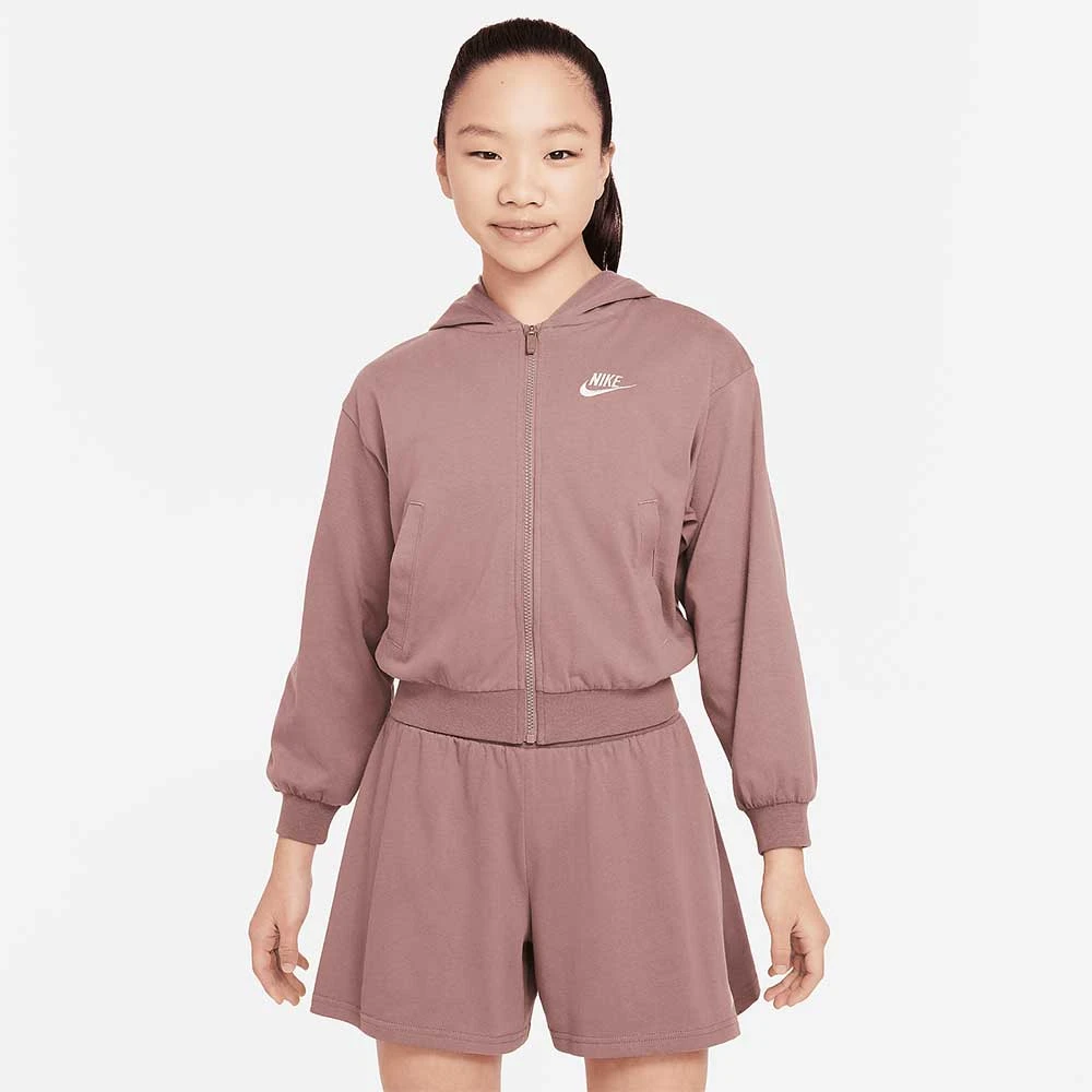 ДЕТСКО ГОРНИЩЕ ЗА МОМИЧЕ NIKE NSW FZ HDY JSY LBR БЛЕДОКАФЯВО - lotus-sport.bg