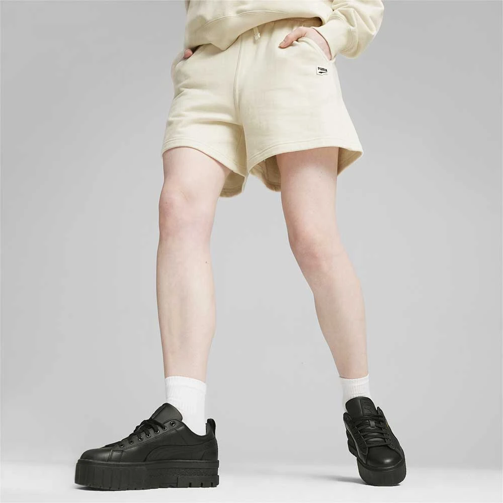 ДАМСКИ КЪСИ ПАНТАЛОНИ PUMA 62435599 DOWNTOWN HIGH WAIST SHORTS TR БЕЖОВИ - lotus-sport.bg