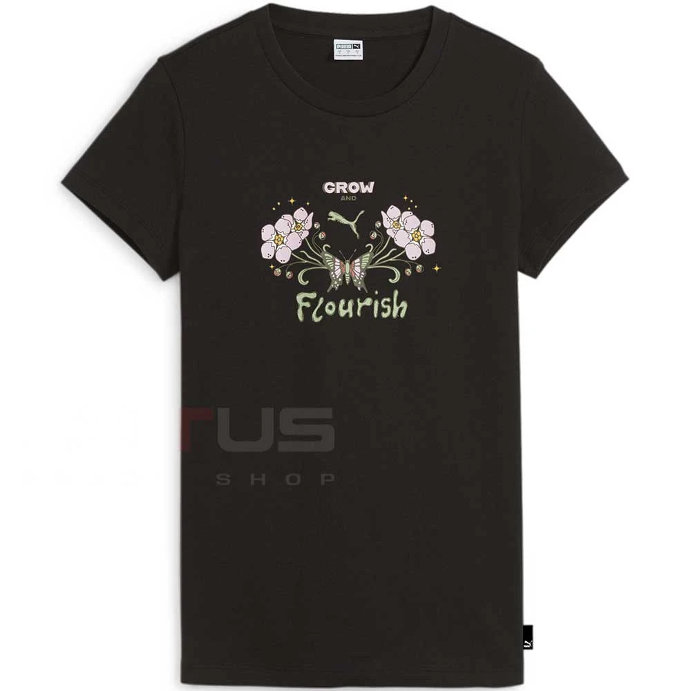 ДАМСКА ТЕНИСКА PUMA 62540701 GRAPHICS GROW & FLOURISH TEE ЧЕРНА - lotus-sport.bg