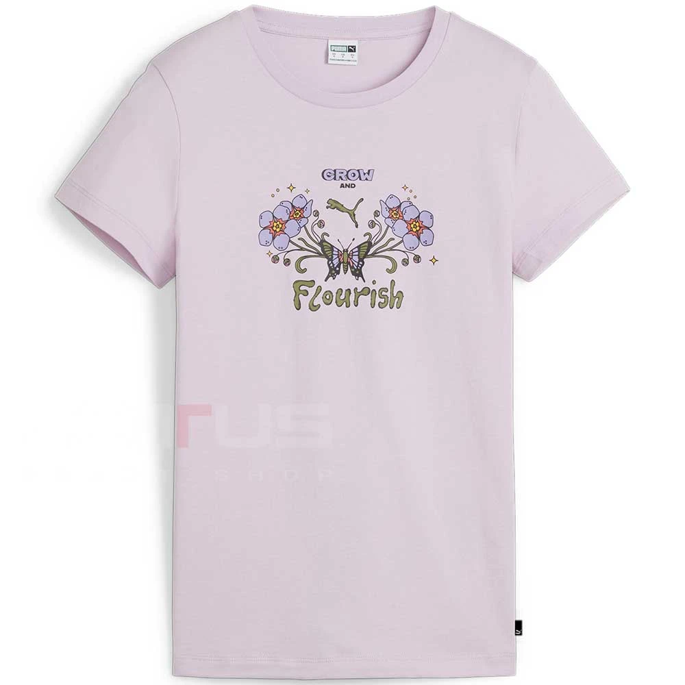 ДАМСКА ТЕНИСКА PUMA 62540760 GRAPHICS GROW & FLOURISH TEE БЛЕДОРОЗОВА - lotus-sport.bg