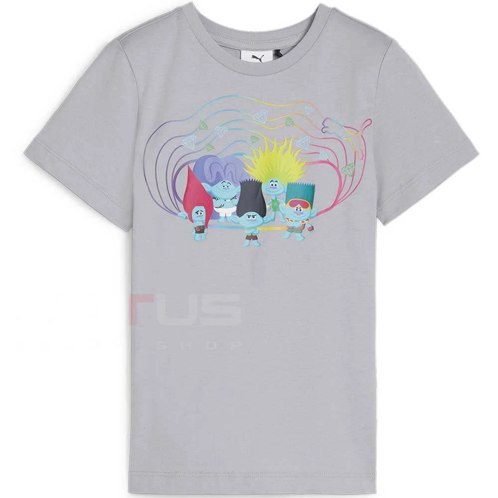 ДЕТСКА ТЕНИСКА ЗА МОМИЧЕ PUMA X TROLLS 62481663 TEE СИВА - lotus-sport.bg