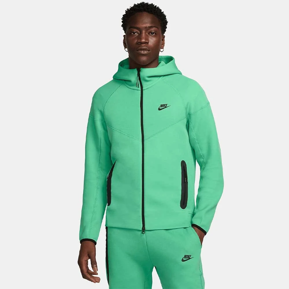 МЪЖКО ГОРНИЩЕ NIKE TCH FLC FZ WR HOODIE СВЕТЛОЗЕЛЕНО - lotus-sport.bg