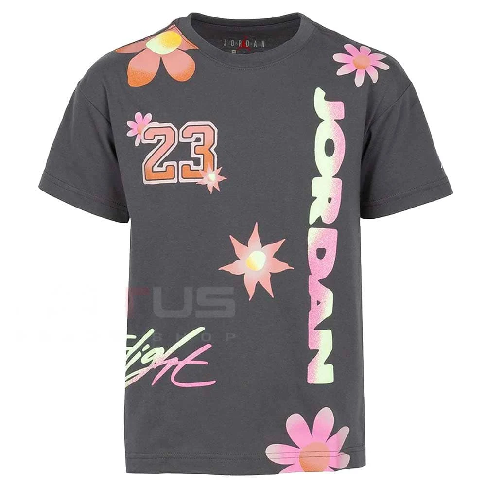 ДЕТСКА ТЕНИСКА ЗА МОМИЧЕ NIKE G DELORIS JORDAN SS TEE ТЪМНОСИВА - lotus-sport.bg