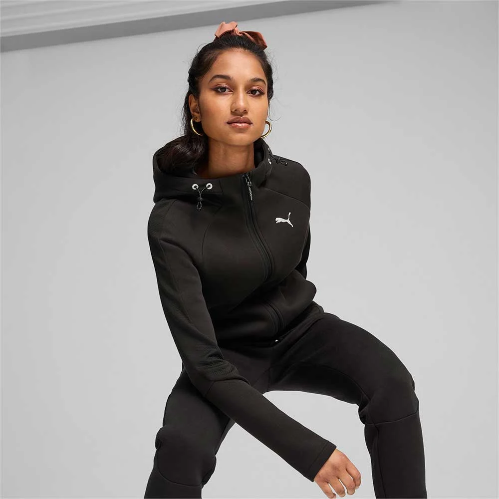 ДАМСКО ГОРНИЩЕ PUMA 68167001 EVOSTRIPE FULL-ZIP HOODIE ЧЕРНО - lotus-sport.bg