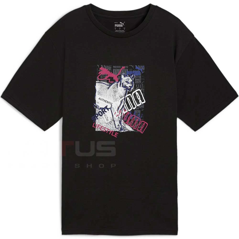 ДАМСКА ТЕНИСКА PUMA 68324201 GRAPHICS PHOTOPRINT TEE ЧЕРНА - lotus-sport.bg
