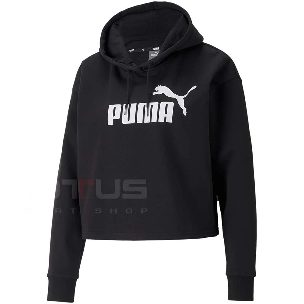 ДАМСКИ СУИТШЪРТ PUMA 58686901 ESS CROPPED LOGO HOODIE FL ЧЕРЕН - lotus-sport.bg