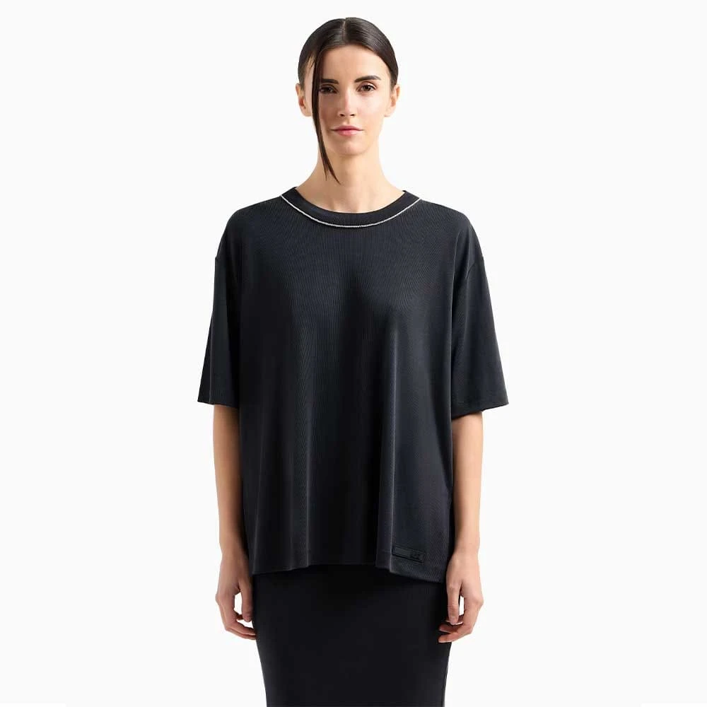 ДАМСКА ТЕНИСКА EA7 EMPORIO ARMANI 7W000340-UC001 PRECIOUS W TEE SS ЧЕРНА - lotus-sport.bg