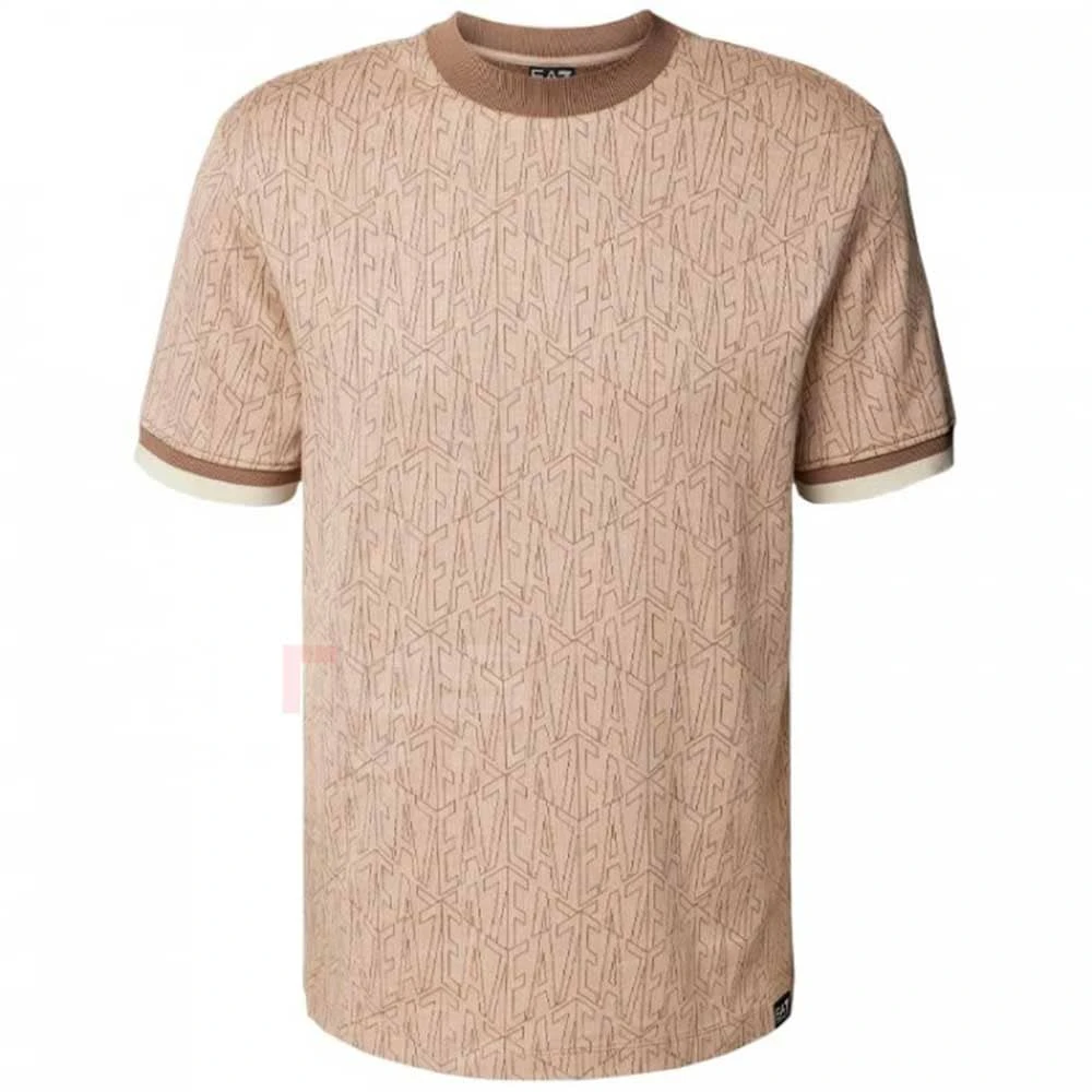 МЪЖКА ТЕНИСКА EA7 EMPORIO ARMANI 7M000099-U6155 GRAPHIC SERIES M TEE SS MONOGRAM JACQUARD СИВО-КАФЯВА - lotus-sport.bg