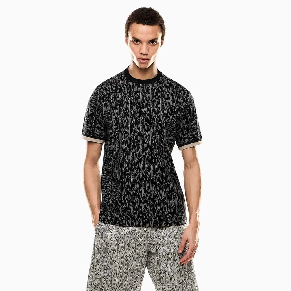 МЪЖКА ТЕНИСКА EA7 EMPORIO ARMANI 7M000099-UC001 GRAPHIC SERIES M TEE SS MONOGRAM JACQUARD ЧЕРНА - lotus-sport.bg