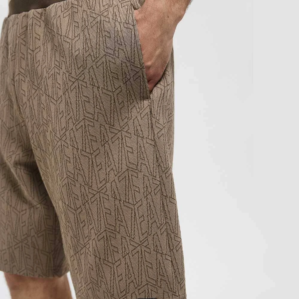 МЪЖКИ КЪСИ ПАНТАЛОНИ EA7 EMPORIO ARMANI 7M000102-U6155 GRAPHIC SERIES M BERMUDA MONOGRAM JACQUARD СИВО-КАФЯВИ - lotus-sport.bg