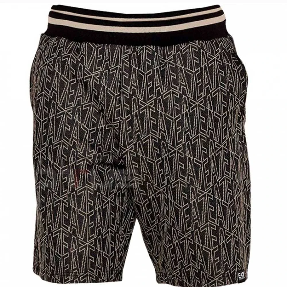 МЪЖКИ КЪСИ ПАНТАЛОНИ EA7 EMPORIO ARMANI 7M000102-UC001 GRAPHIC SERIES M BERMUDA MONOGRAM JACQUARD ЧЕРНИ - lotus-sport.bg