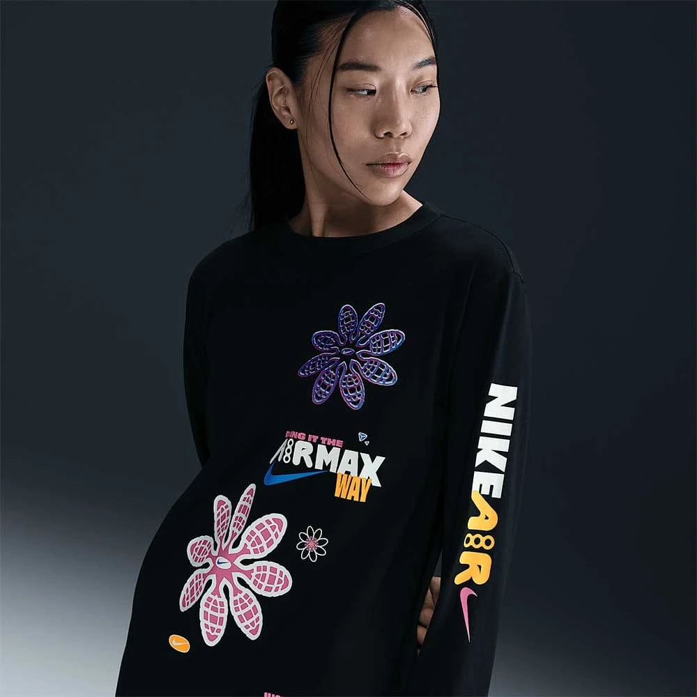 ДАМСКА БЛУЗА NIKE HF9529-010 NSW LS TEE AMD ЧЕРНА - lotus-sport.bg