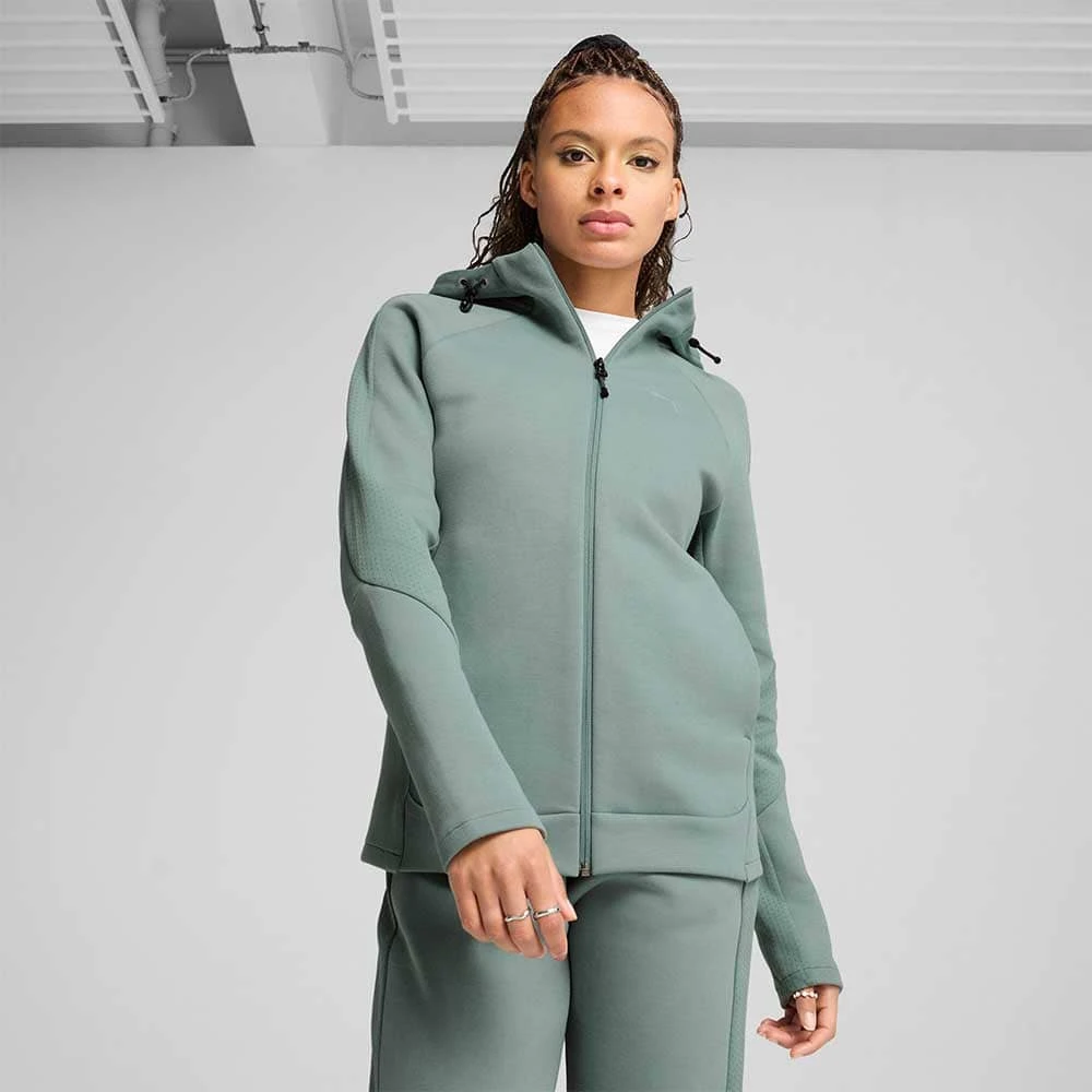 ДАМСКО ГОРНИЩЕ PUMA 68505030 EVOSTRIPE FULL-ZIP HOODIE DK СВЕТЛОЗЕЛЕНО - lotus-sport.bg