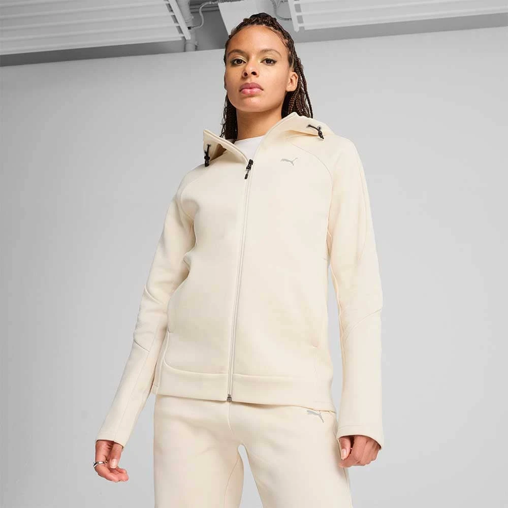 ДАМСКО ГОРНИЩЕ PUMA 68505087 EVOSTRIPE FULL-ZIP HOODIE DK БЕЖОВО - lotus-sport.bg