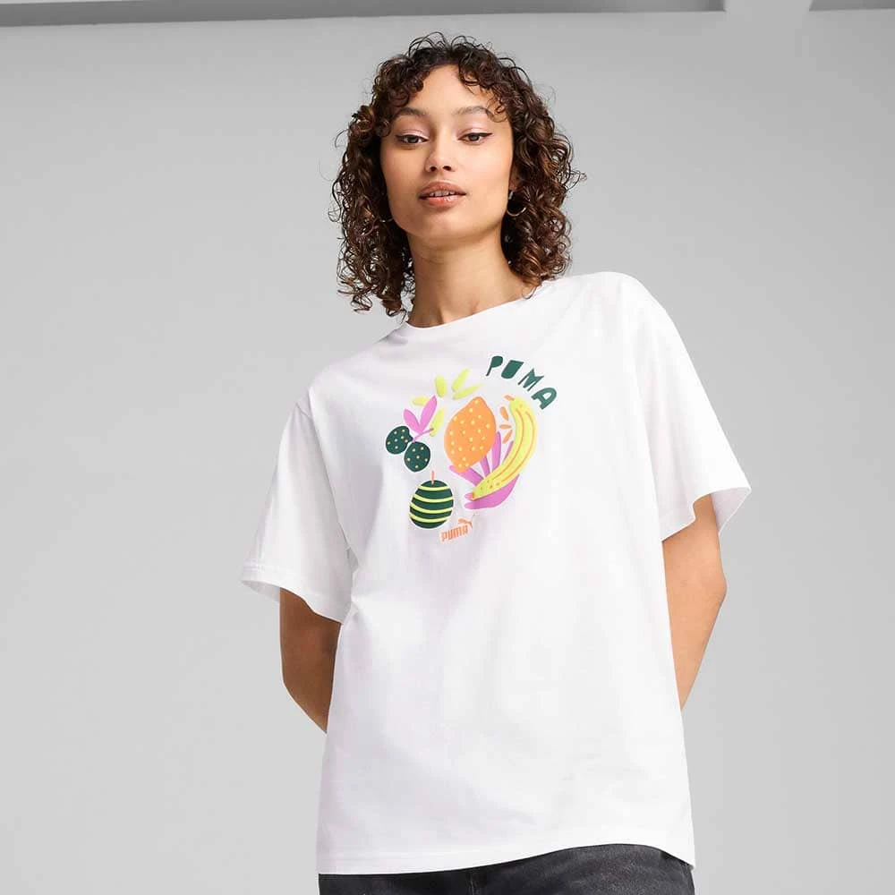ДАМСКА ТЕНИСКА PUMA 68508502 GRAPHICS FRUITY TEE БЯЛА - lotus-sport.bg